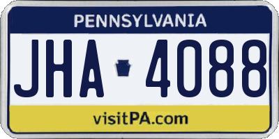 PA license plate JHA4088