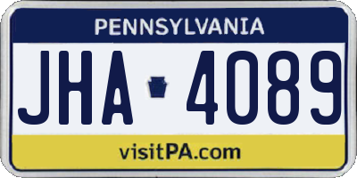 PA license plate JHA4089