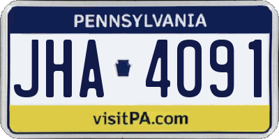 PA license plate JHA4091