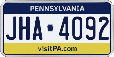 PA license plate JHA4092