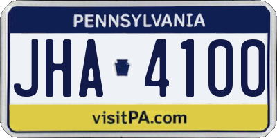 PA license plate JHA4100