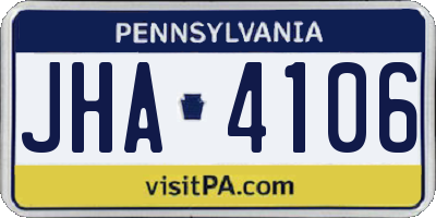 PA license plate JHA4106