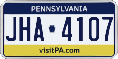 PA license plate JHA4107