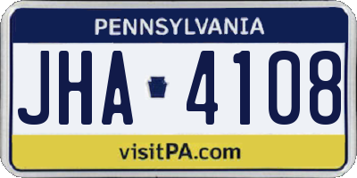 PA license plate JHA4108