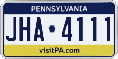 PA license plate JHA4111
