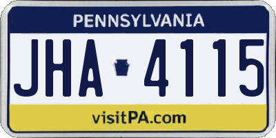 PA license plate JHA4115