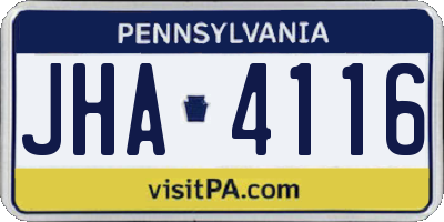 PA license plate JHA4116