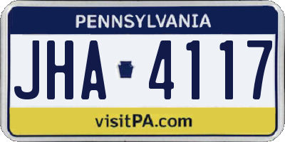 PA license plate JHA4117