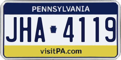 PA license plate JHA4119