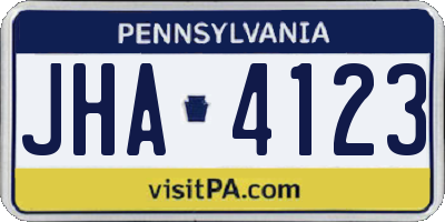 PA license plate JHA4123