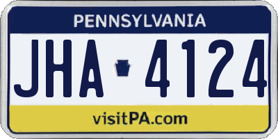 PA license plate JHA4124
