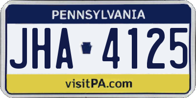 PA license plate JHA4125