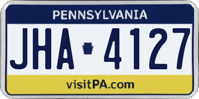 PA license plate JHA4127