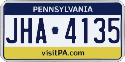 PA license plate JHA4135