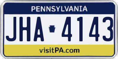PA license plate JHA4143