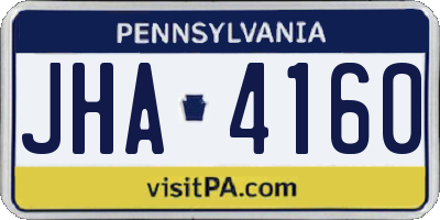 PA license plate JHA4160