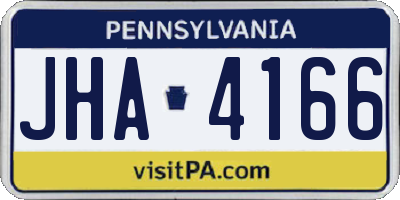 PA license plate JHA4166