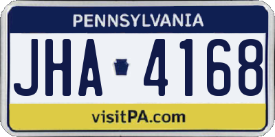 PA license plate JHA4168