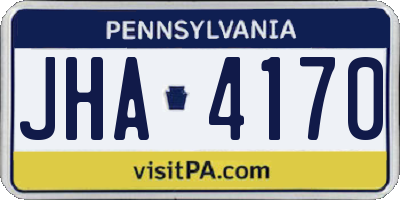 PA license plate JHA4170