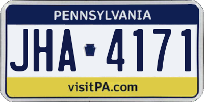 PA license plate JHA4171