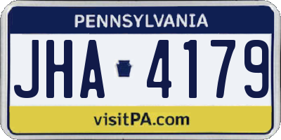 PA license plate JHA4179