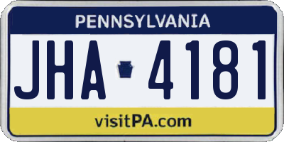 PA license plate JHA4181