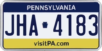 PA license plate JHA4183