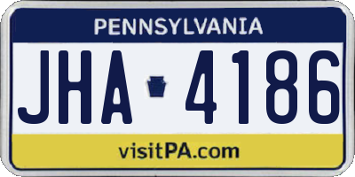 PA license plate JHA4186