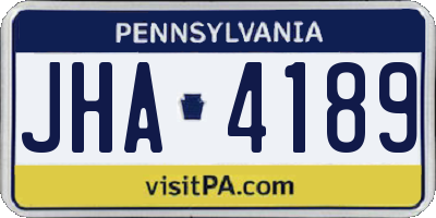 PA license plate JHA4189