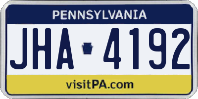PA license plate JHA4192