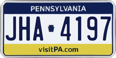 PA license plate JHA4197