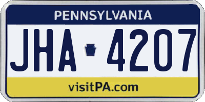 PA license plate JHA4207