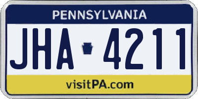 PA license plate JHA4211