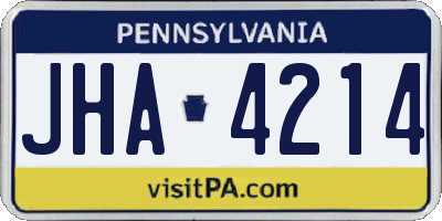 PA license plate JHA4214