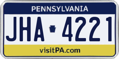 PA license plate JHA4221