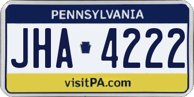 PA license plate JHA4222