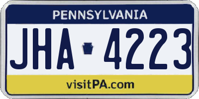 PA license plate JHA4223