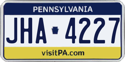 PA license plate JHA4227