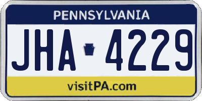 PA license plate JHA4229