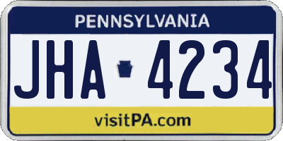 PA license plate JHA4234
