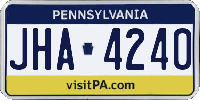 PA license plate JHA4240