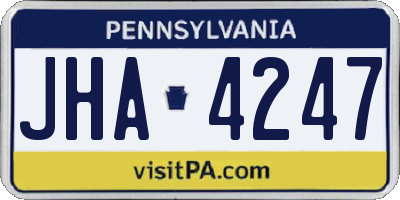 PA license plate JHA4247
