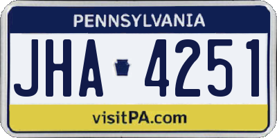 PA license plate JHA4251