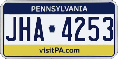 PA license plate JHA4253