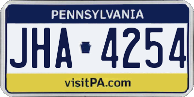 PA license plate JHA4254