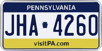PA license plate JHA4260