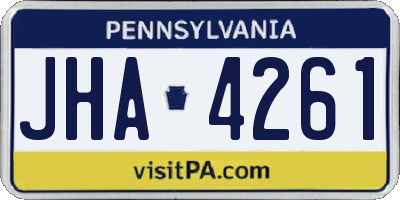PA license plate JHA4261