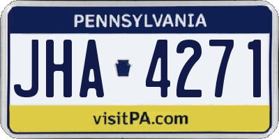 PA license plate JHA4271