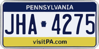 PA license plate JHA4275