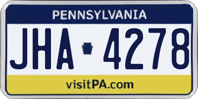 PA license plate JHA4278